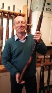 Client with a newly converted cross-over shotgun